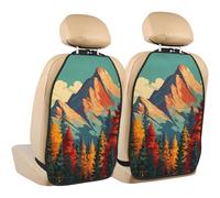 Woshuwo Vintage Mountains In Autumn Car Seat Back Kick Protectors,2 Pack Kick Mats With Storage Pockets For Vehicles To Protect From Dirt Mud Scratches