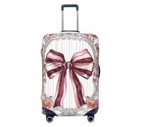 Woshuwo Vintage Pink Burgundy Bow Cottagecore Elastic Travel Luggage Covers Dustproof Scratch-Resistant Suitcase Protector Fit 22-24 Inch