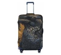Woshuwo Vintage Raven and Falling Autumn Leaves Elastic Travel Luggage Covers Dustproof Scratch-Resistant Suitcase Protector Fit 22-24 Inch
