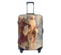 Woshuwo Vintage Santa Claus Carrying A Large Bag Elastic Travel Luggage Covers Dustproof Scratch-Resistant Suitcase Protector Fit 22-24 Inch