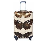 Woshuwo Vintage Three Butterflies Brown White Elastic Travel Luggage Covers Dustproof Scratch-Resistant Suitcase Protector Fit 22-24 Inch