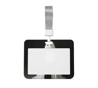 Woshuwo Vintage White Sheet Ghost and Black Cat Sliding Id Badge Holder Hard Plastic Work Card Case Name Tag Protector for Nurses Office