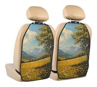 Woshuwo Vintage Wildflower Summer Meadow Car Seat Back Kick Protectors,2 Pack Kick Mats With Storage Pockets For Vehicles To Protect From Dirt Mud Scratches