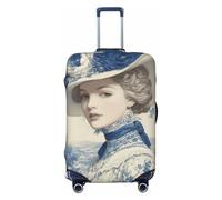 Woshuwo Vintage Young Woman Wide-Brimmed Hat Elastic Travel Luggage Covers Dustproof Scratch-Resistant Suitcase Protector Fit 22-24 Inch