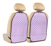 Woshuwo Voilet And Grey Checker Pattern Car Seat Back Kick Protectors,2 Pack Kick Mats With Storage Pockets For Vehicles To Protect From Dirt Mud Scratches