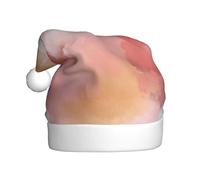 Woshuwo Watercolor Abstract Soft Pastel Peach Dusty Pink Santa Hat Adult Xmas Headwear Novelty Christmas Hat