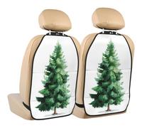 Woshuwo Watercolor Christmas Tree Car Seat Back Kick Protectors,2 Pack Kick Mats With Storage Pockets For Vehicles To Protect From Dirt Mud Scratches