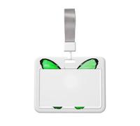 Woshuwo Watercolor Flying Green Butterfly Sliding Id Badge Holder Hard Plastic Work Card Case Name Tag Protector for Nurses Office