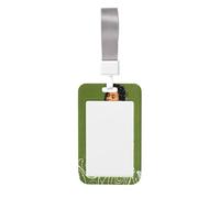 Woshuwo Watercolor Gouache Woman On Olive Green Sliding Id Badge Holder Hard Plastic Work Card Case Name Tag Protector for Nurses Office