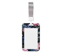 Woshuwo Watercolor Peonies and Bluebells Sliding Id Badge Holder Hard Plastic Work Card Case Name Tag Protector for Nurses Office