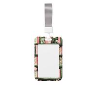 Woshuwo Watercolor Pink Preppy Floral Bookshelf Sliding Id Badge Holder Hard Plastic Work Card Case Name Tag Protector for Nurses Office