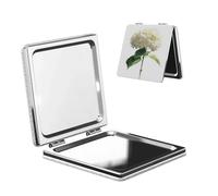 Woshuwo Watercolor White Hydrangea Flower Travel Makeup Mirror Double-Sided Pu Leather Portable Compact Pocket Magnifying Mirrors