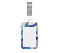 Woshuwo Watercolor Wolf with Neon Blue Purple Sliding Id Badge Holder Hard Plastic Work Card Case Name Tag Protector for Nurses Office