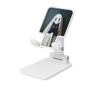 Woshuwo Whimsical Ghost In A White Sheet Holding Cat Foldable Cell Phone Stand Adjustable Angle Height Desktop Portable Cellphone Cradle Compatible With All Smartphone White-Style