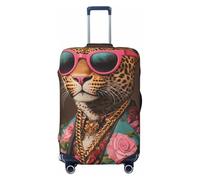 Woshuwo Whimsical Leopard Pink Sunglasses Elastic Travel Luggage Covers Dustproof Scratch-Resistant Suitcase Protector Fit 22-24 Inch