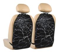 Woshuwo White Broken Cobweb Car Seat Back Kick Protectors,2 Pack Kick Mats With Storage Pockets For Vehicles To Protect From Dirt Mud Scratches