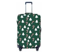 Woshuwo White Christmas Tree Red Striped Candy Cane Elastic Travel Luggage Covers Dustproof Scratch-Resistant Suitcase Protector Fit 22-24 Inch