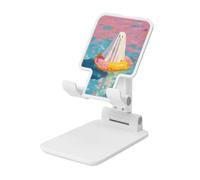 Woshuwo White Cloth Sheet Ghost Swimming Foldable Cell Phone Stand Adjustable Angle Height Desktop Portable Cellphone Cradle Compatible With All Smartphone White-Style