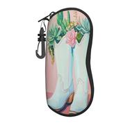 Woshuwo White Cowgirl Boots Succulents Cacti Portable Glasses Case Light Sunglasses Bag Eyeglasses Case