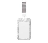 Woshuwo White Crumpled Paper Soft Folds Sliding Id Badge Holder Hard Plastic Work Card Case Name Tag Protector for Nurses Office