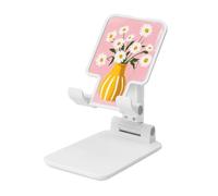 Woshuwo White Daisies In Yellow Vase Foldable Cell Phone Stand Adjustable Angle Height Desktop Portable Cellphone Cradle Compatible With All Smartphone White-Style