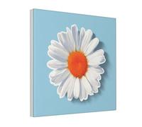 Woshuwo White Daisy Flower On Light Blue Canvas Wall Art Poster Aesthetic Print Painting For Dorm Bedroom Living Room,30x30cm Framed