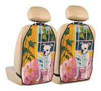 Woshuwo White Dog Reading Newspaper On Toilet Car Seat Back Kick Protectors,2 Pack Kick Mats With Storage Pockets For Vehicles To Protect From Dirt Mud Scratches