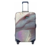 Woshuwo White Dragon with Soft Iridescent Scales Elastic Travel Luggage Covers Dustproof Scratch-Resistant Suitcase Protector Fit 22-24 Inch
