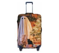 Woshuwo White Ghost Christmas Tree Black Cat Elastic Travel Luggage Covers Dustproof Scratch-Resistant Suitcase Protector Fit 22-24 Inch