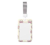 Woshuwo White Ghosts and Pink Bows Sliding Id Badge Holder Hard Plastic Work Card Case Name Tag Protector for Nurses Office