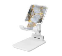 Woshuwo White Gold-Colored Marble Foldable Cell Phone Stand Adjustable Angle Height Desktop Portable Cellphone Cradle Compatible With All Smartphone White-Style