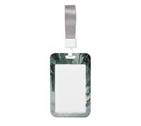 Woshuwo White Horse in A Snowy Forest Sliding Id Badge Holder Hard Plastic Work Card Case Name Tag Protector for Nurses Office