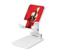 Woshuwo White Horse On Red Foldable Cell Phone Stand Adjustable Angle Height Desktop Portable Cellphone Cradle Compatible With All Smartphone White-Style