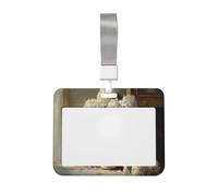 Woshuwo White Hydrangeas in an Old Vase Sliding Id Badge Holder Hard Plastic Work Card Case Name Tag Protector for Nurses Office