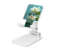 Woshuwo White Lotus Flowers Foldable Cell Phone Stand Adjustable Angle Height Desktop Portable Cellphone Cradle Compatible With All Smartphone White-Style