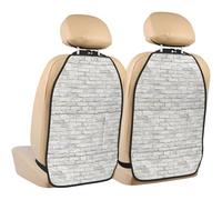 Woshuwo White Painted Brick Wall Texture Car Seat Back Kick Protectors,2 Pack Kick Mats With Storage Pockets For Vehicles To Protect From Dirt Mud Scratches