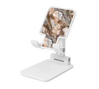 Woshuwo White Peach Stone Color Luxury Marble Foldable Cell Phone Stand Adjustable Angle Height Desktop Portable Cellphone Cradle Compatible With All Smartphone White-Style
