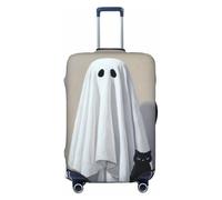 Woshuwo White Sheet Ghost and Black Cat Elastic Travel Luggage Covers Dustproof Scratch-Resistant Suitcase Protector Fit 22-24 Inch
