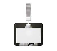 Woshuwo White Sheet Ghost Holding Black Cat Vintage Sliding Id Badge Holder Hard Plastic Work Card Case Name Tag Protector for Nurses Office