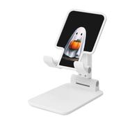 Woshuwo White Sheet Ghost Holding Pumpkin Foldable Cell Phone Stand Adjustable Angle Height Desktop Portable Cellphone Cradle Compatible With All Smartphone White-Style
