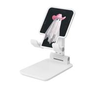 Woshuwo White Sheet Ghost Wearing Pink Cowboy Hat Foldable Cell Phone Stand Adjustable Angle Height Desktop Portable Cellphone Cradle Compatible With All Smartphone White-Style