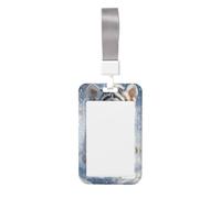 Woshuwo White Tiger Cub Playing in The Snow Sliding Id Badge Holder Hard Plastic Work Card Case Name Tag Protector for Nurses Office