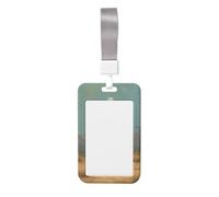 Woshuwo White Western Cowboy Ghost in Desert Sliding Id Badge Holder Hard Plastic Work Card Case Name Tag Protector for Nurses Office