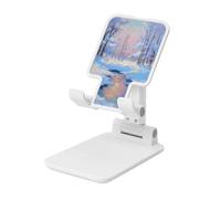 Woshuwo Winter Landscape Snow-Covered Trees Foldable Cell Phone Stand Adjustable Angle Height Desktop Portable Cellphone Cradle Compatible With All Smartphone White-Style