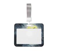 Woshuwo Witch Flying On Broomstick Moonlight Sliding Id Badge Holder Hard Plastic Work Card Case Name Tag Protector for Nurses Office