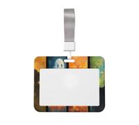 Woshuwo Witch Pumpkin Ghost Black Cat Sliding Id Badge Holder Hard Plastic Work Card Case Name Tag Protector for Nurses Office