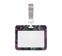 Woshuwo Wolf with Roses Fantasy Sliding Id Badge Holder Hard Plastic Work Card Case Name Tag Protector for Nurses Office