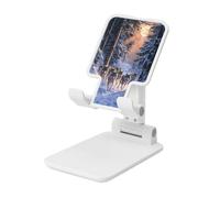 Woshuwo Wolves In A Snowy Forest Foldable Cell Phone Stand Adjustable Angle Height Desktop Portable Cellphone Cradle Compatible With All Smartphone White-Style