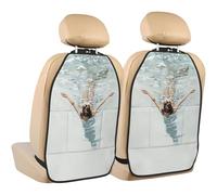 Woshuwo Woman Floating In The Water Car Seat Back Kick Protectors,2 Pack Kick Mats With Storage Pockets For Vehicles To Protect From Dirt Mud Scratches