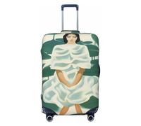 Woshuwo Woman Sitting On Water Lilie Pond Elastic Travel Luggage Covers Dustproof Scratch-Resistant Suitcase Protector Fit 22-24 Inch